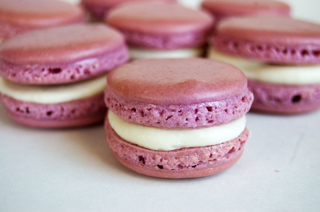 lavender peach macarons