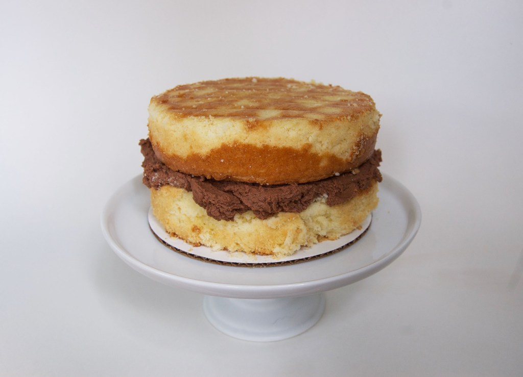 yellow cake with chocolate fudge&nbsp;frosting